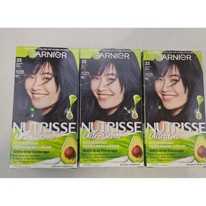 Garnier Nutrisse Ultra Crème 22 Intense Black Hair Dye Permanent Color -3‎ Boxes
